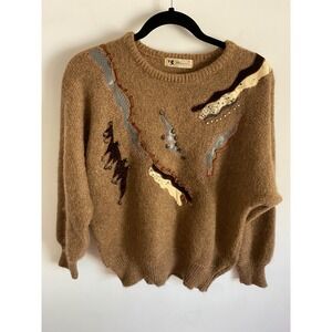 Maria Wool Angora Silk Blend Sweater Embellished  Art to Wear